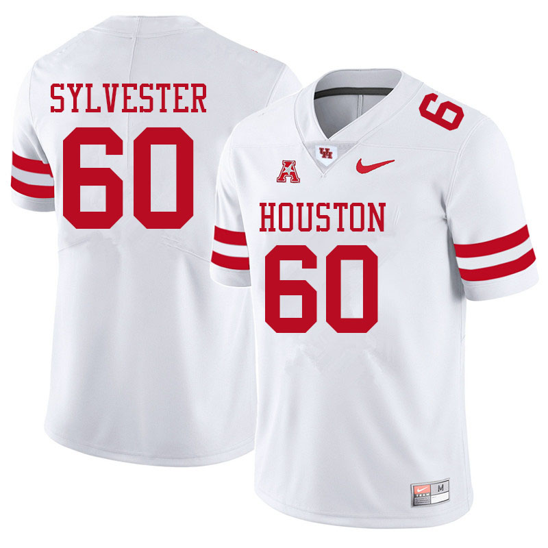 Men #60 Trevonte Sylvester Houston Cougars College Football Jerseys Sale-White - Click Image to Close